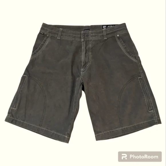 KÜHL Cargo Hiking Vintage Patina Dye Olive Outdoor Shorts Men's 34 EXC. COND.!! - Picture 3 of 10